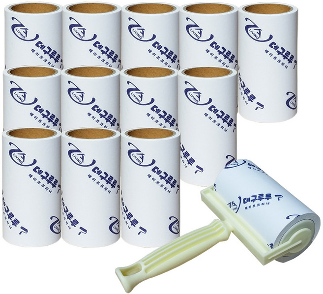 국산 테이프크리너 돌돌이 찍찍이 먼지테이프 강아지털 고양이털 청소, 100일반T+리필 13개 (6mx13), 1개