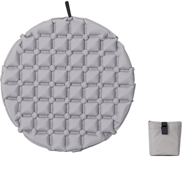 나름365 캠핑 기내 경량 휴대용 에어 원형 방수 방석, 그레이