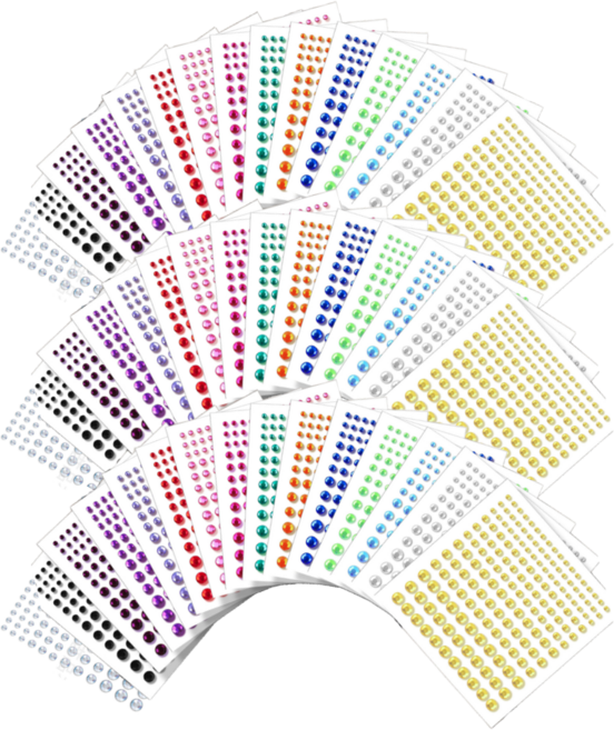 2475PCS 15색상 원형 보석 스티커, 3개, 혼합(S27028) 15장