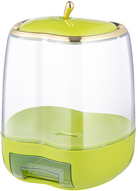 압착식 플라스틱 쌀저장통 방습방진 사과형 오곡잡곡수납통 주방밀폐미통, 애플그린, 스몰 5kg, 1개