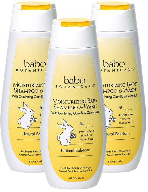 바보보타니컬스 보습 차일드 샴푸 & 워시 올인원클렌저 오트밀크 & 카렌듈라, 237ml, 3개