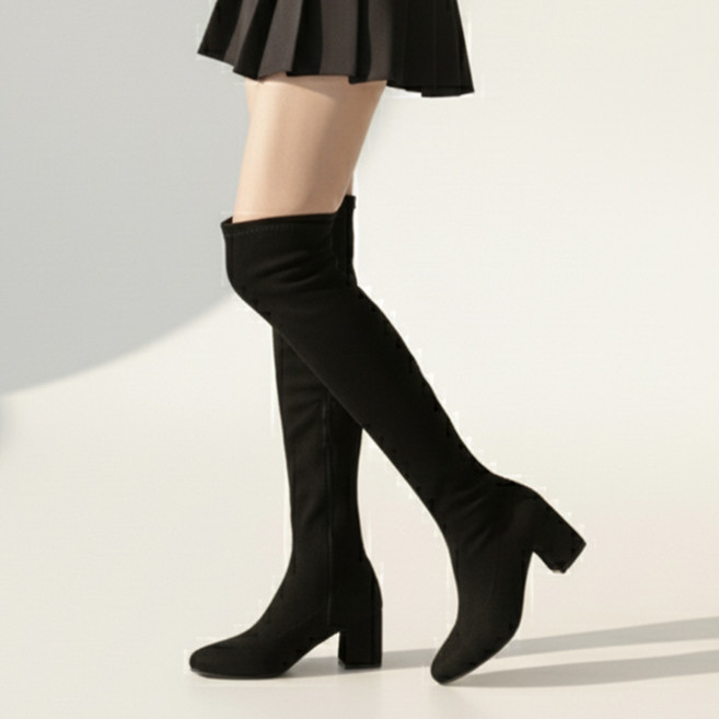 라블 부드러운 스판 니하이 롱부츠