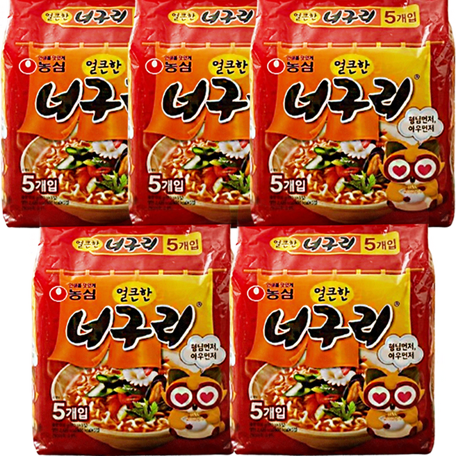 농심 얼큰한 너구리 멀티팩 5개 X5팩 (총 25개입), 25개