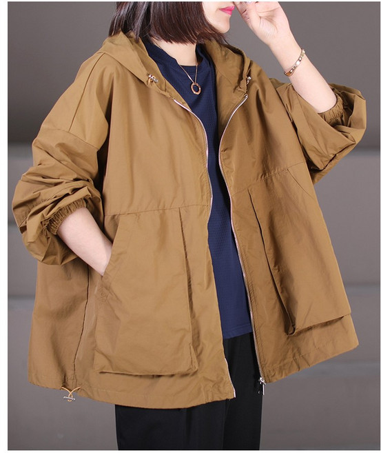 AD1032여자 봄 가을 여름 코튼 면혼방 고퀄 후드 집업 카고 빈티지 베이직 하프 바람막이 자켓 재킷 잠바 점퍼 아우터 루즈핏 캐주얼 데일리룩