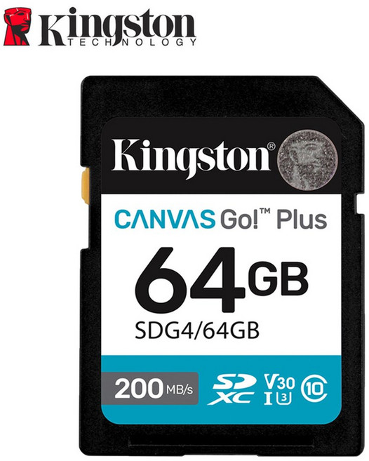 킹스톤 SD 카드 128GB 64GB 256GB 512GB 1TB 캔버스 Go Plus 메모리 Class10 U3 V30 SD, 200M 64Gb