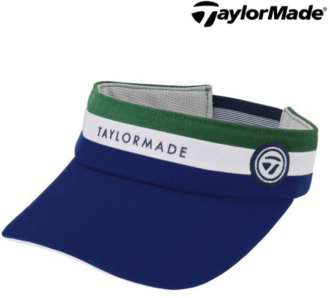 테일러메이드 여성용 세미와이드 브림 바이저/썬캡 골프모자 TD202, 네이비/그린, 1개