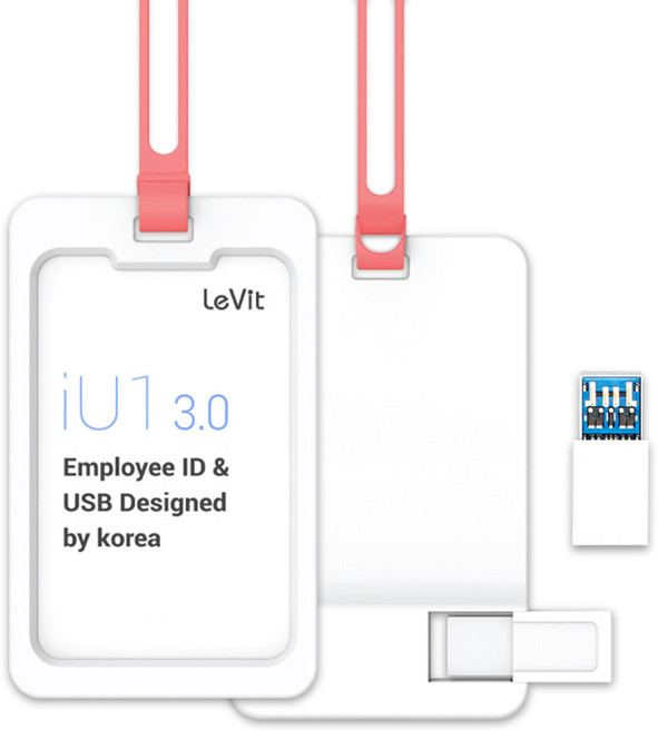 레빗 IU1 사원증 USB3.0 메모리 카드홀더 핑크, 16GB, 1개