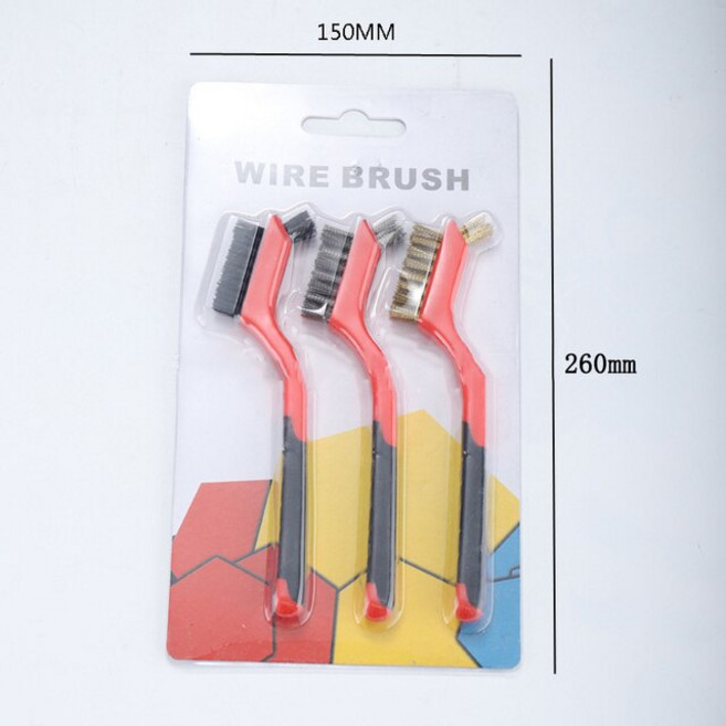더블 엔드 와이어 브러시 스테인레스 스틸 구리 나일론 갭 청소 녹 제거 연마 아크릴 도구 3 피스, 1개