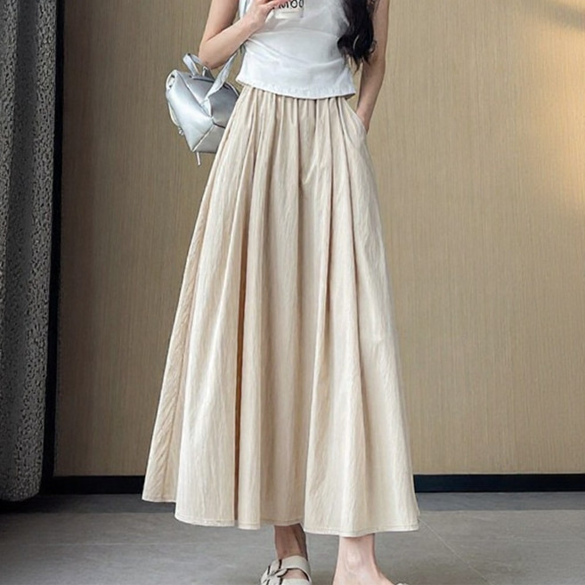 베르슈어 밴딩 플레어 롱 스커트