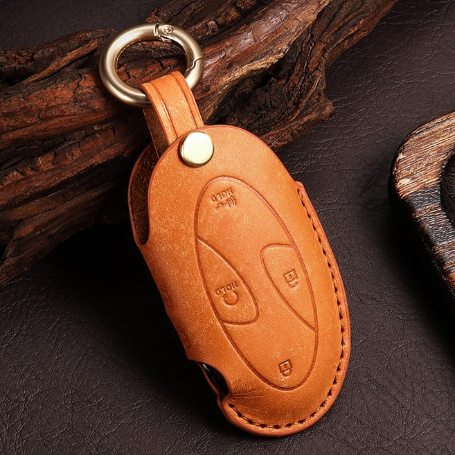 HAKO 라이트 천연소가죽 차키케이스 (현대호환), H-09 (5버튼), 브라운