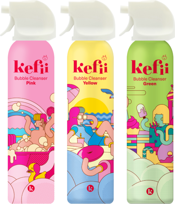 케피 유아 버블클렌저 핑크+옐로우+그린, 3개, 200ml