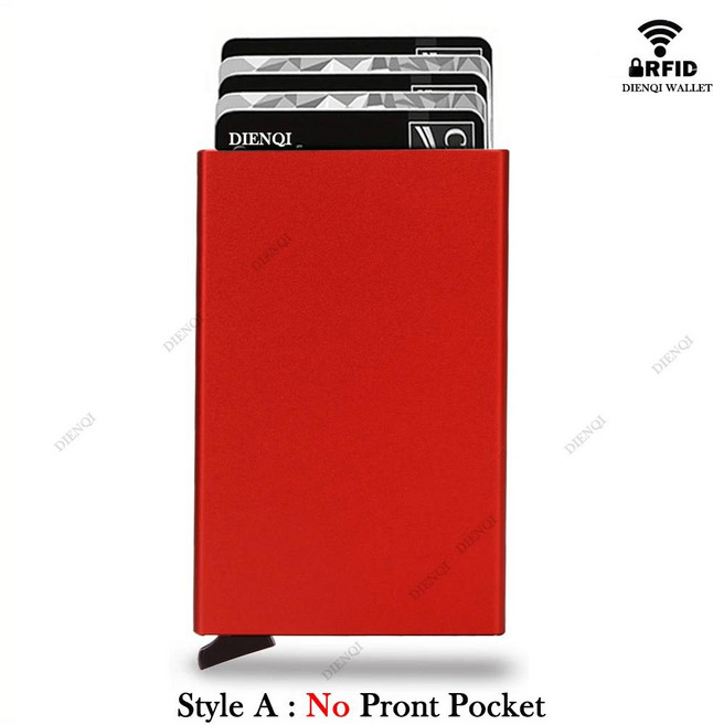 Rfid 스마트 지갑 카드 소지자 금속 얇은 슬림 남성 팝업 미니멀리스트 Vallet, 01 Red A, 1개