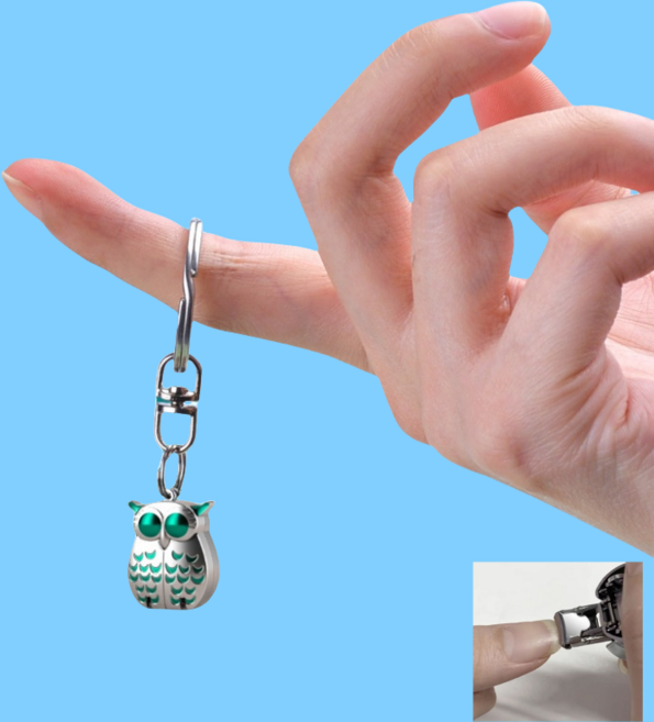 열쇠고리형 휴대용 손톱깎이 귀여운 부엉이, 1개, 블랙/레드