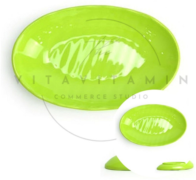 멜라민 타원 앞접시 연두 315x180x35mm 만두 안주 스끼다시