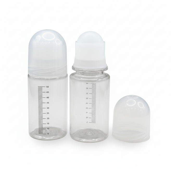 블랑느 50ml 눈금 롤온 공병 물파스 데오드란트 향수 아로마오일 탈모약 소분 용기, 2개, 롤온공병50ml