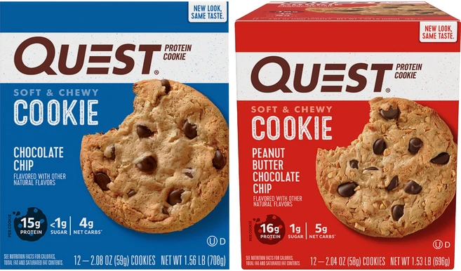 퀘스트뉴트리션 프로틴 쿠키, Chocolate Chip 12 Count + Peanut Butter Chocolate Chip 12 Count, 1세트, 708g - 쿠팡