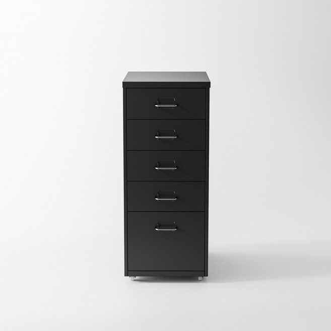 비유가구 Helmers 5개 실버 손잡이 큰 서랍장 수납, 5단, 블랙