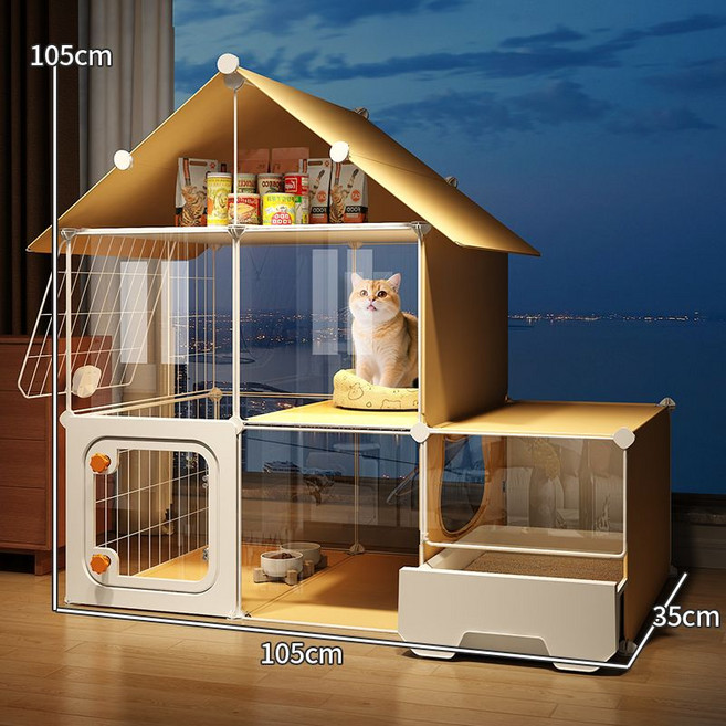 로즈포레 책장캣타워 고양이인테리어 DIY, 1개, 2단 집 수납형 105x35x105