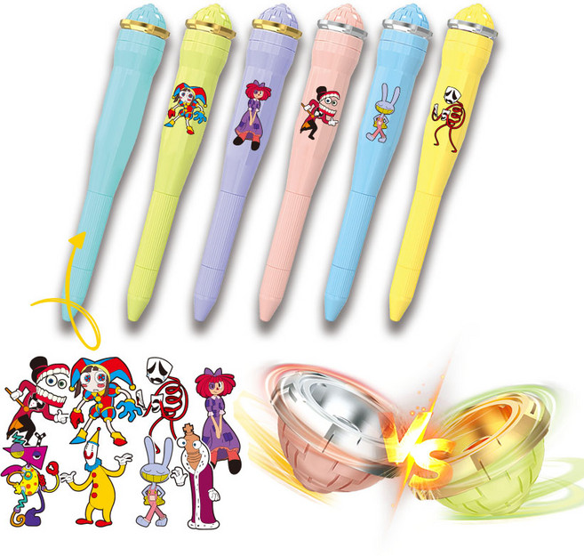 어메이징 디지털 서커스 꾸미기 스티커 증정 격돌 배틀 팽이 볼펜 꾸미기 장난감 문구 단체 선물, 4자루