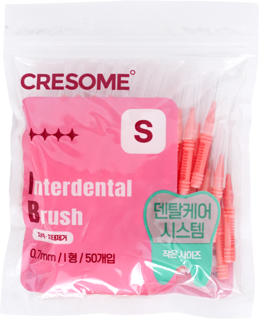 크리썸 휴대용 치간칫솔 대용량 치석제거 I타입, 1세트, 50개입, 0.7mm