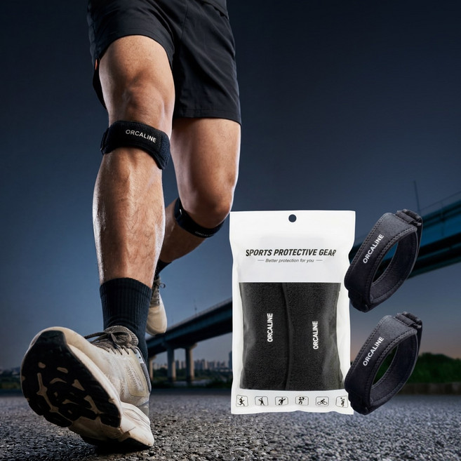 오르카라인 고탄성 슬개건 러닝 무릎보호대 2p, BLACK, 2개