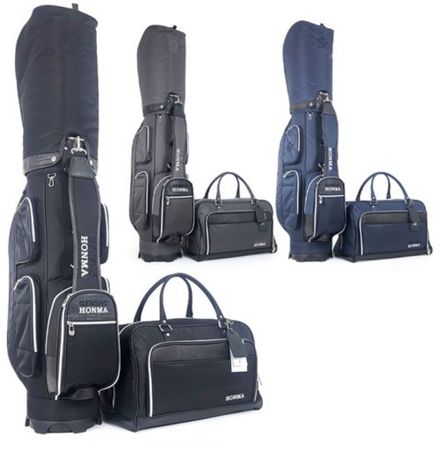 GENSHO 혼마 경량 캐디백 보스턴백 국내산 골프백 세트 가벼운 골프가방, 블랙 세트, 블랙 세트