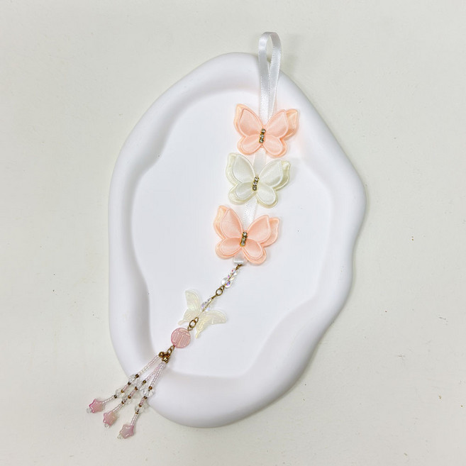 봄나비 3단 노리개 한복 소품 보자기 포장