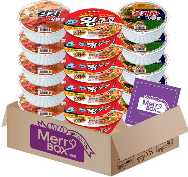 컵라면세트 3종 15개 3호(육개장사발면x5+김치사발면x5+미니왕뚜껑x5), 1박스