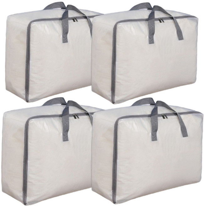 넷세일마켓 투명 이불 옷 정리 보관함 가방, 중형, 4개, 그레이