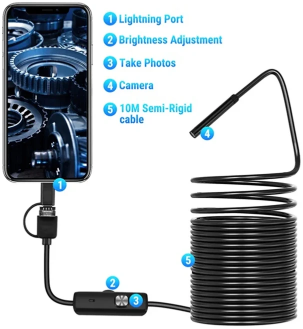 USB 하수구 산업용 내시경 55X0M 배관 스네이크 카메라 안드용 3 IN 자동차, 01 BLA