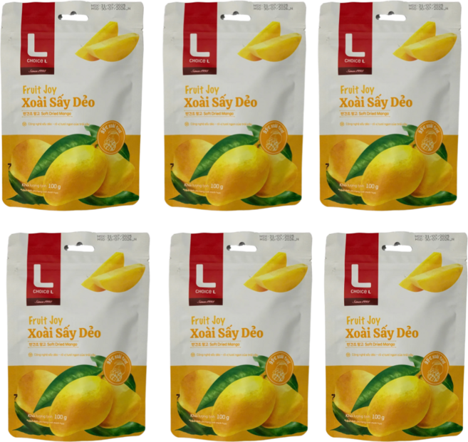 베트남 롯데마트 초이스 L 반건조망고 건망고 망고말랭이 슬라이스, 6개, 100g