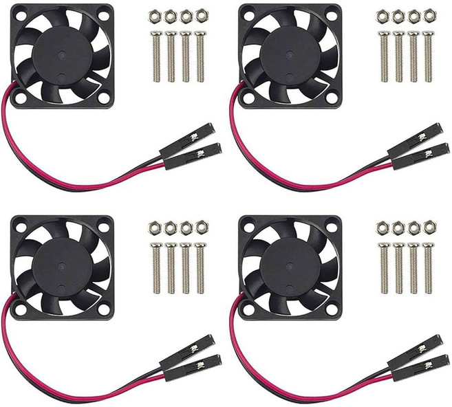 라즈베리 파이 5 4 3B 3007 4세트용 이지카고 30mm 팬 5V 3.3V DC 콰이어트, Black (4-Set)