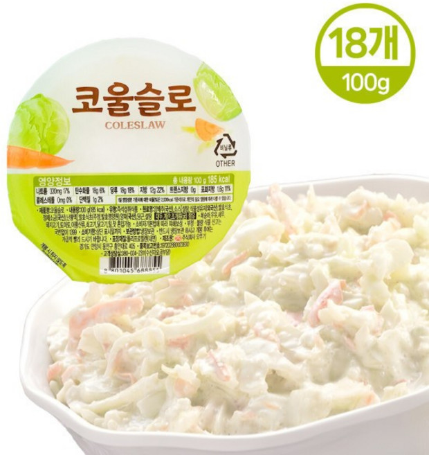 오뚜기 오늘의샐러드 코울슬로 일회용 콘샐러드, 18개, 100g