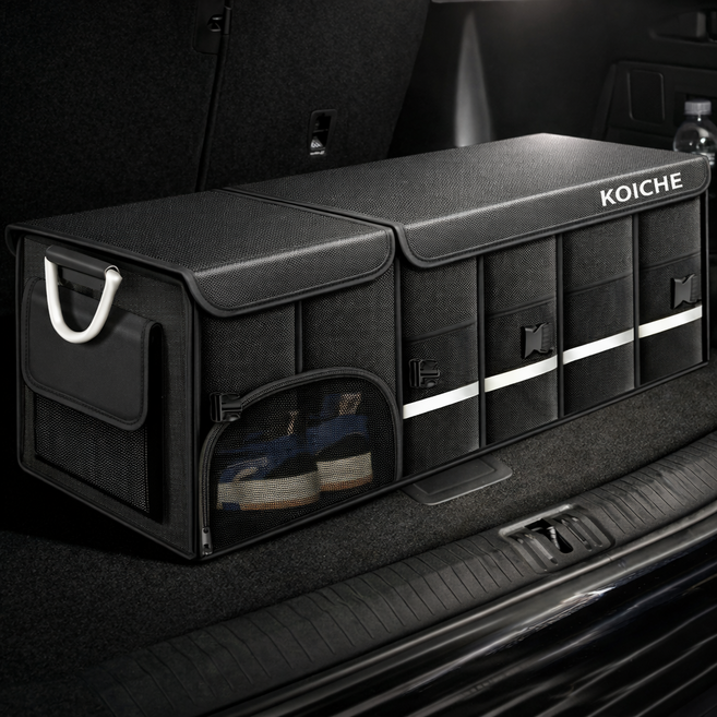 코이체 프리미엄 차량용 신발수납함 깔끔이 트렁크 정리함, 블랙(특대형110L)
