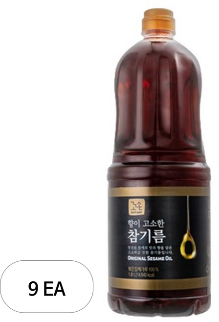 꼬손 향이 고소한 참기름, 1.8L, 9개