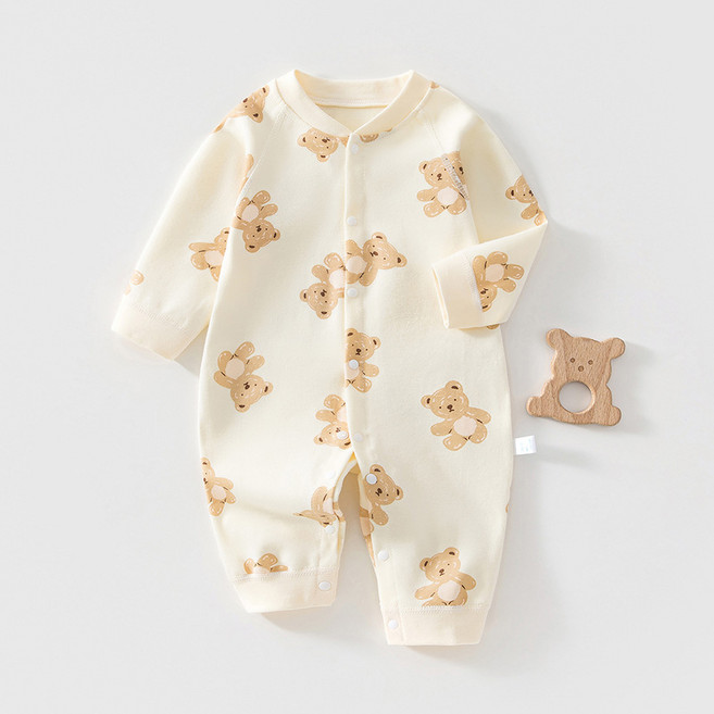 純棉秋衣無骨哈衣嬰兒連體衣爬服睡衣春秋季男女寶衣服可批發代發