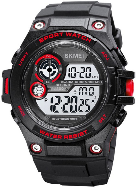 군인 훈련소 방수 시계 10기압 S-1759 선물케이스 세트, 레드