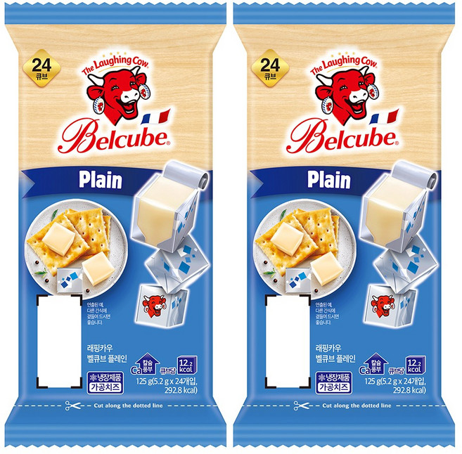 래핑카우 벨큐브 치즈 24큐브 125g 플레인 2개