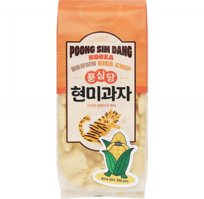 풍심당 옥수수 현미 뻥튀기 쌀과자 떡뻥 저당간식 옛날 과자 회사 간식, 1개, 105g