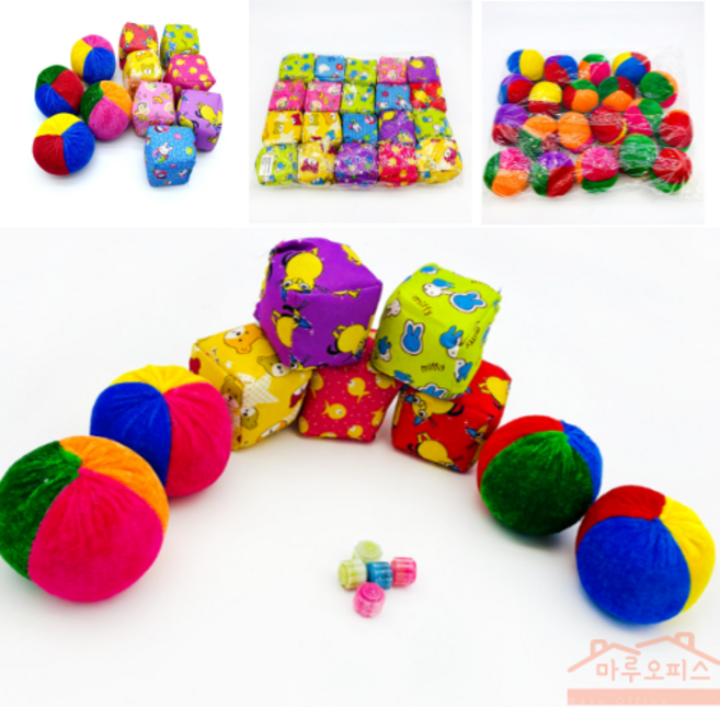 마루오피스_ [10개묶음] 운동회 체육대회 워크샵 축제 행사 박터트리기 저글링 게임 콩주머니 원형/사각 오재미 오자미, 1세트, 색상/디자인랜덤-사각