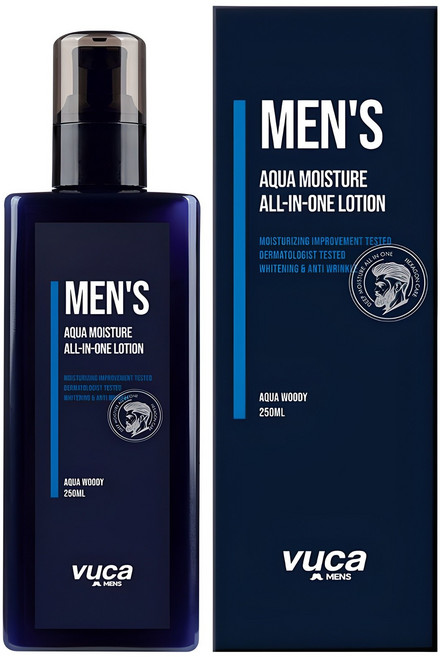 뷰카 남성용 아쿠아 모이스처 올인원 로션 아쿠아 우디향, 250ml, 1개