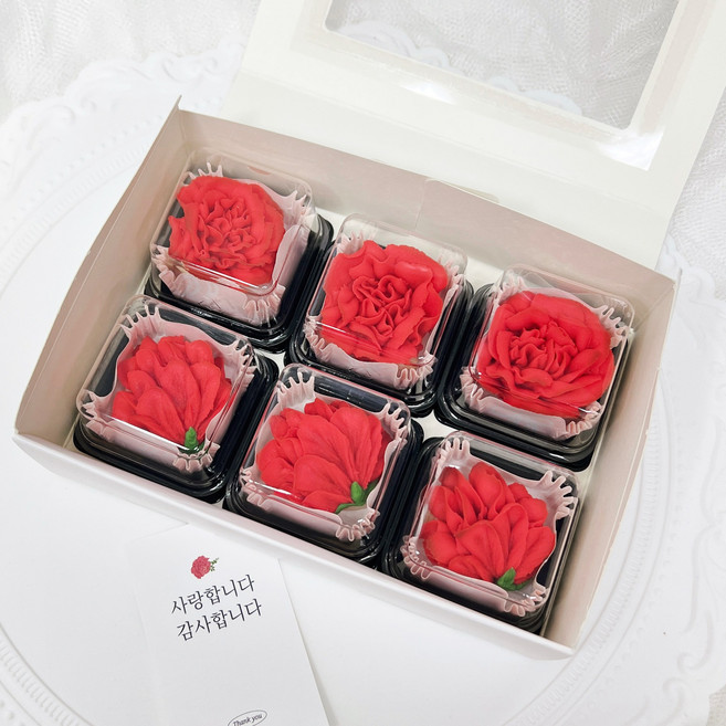 카네이션 앙금쿠키 6개 고급 수제쿠키 스승의날 어버이날 선물 어린이집 간식, 아이스팩+아이스박스