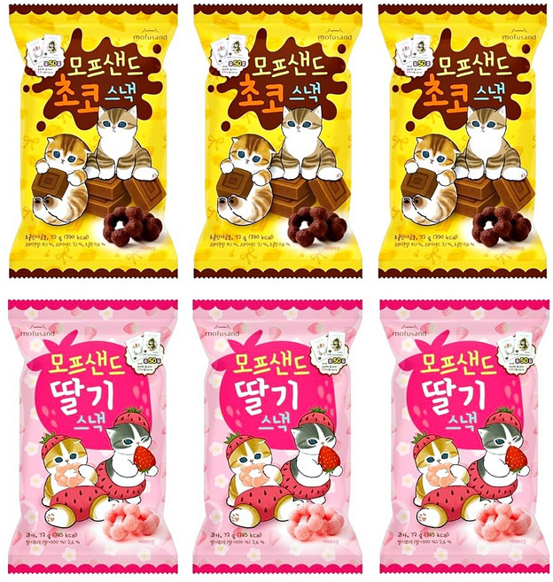 모프샌드 초코스낵x딸기스낵 혼합구성, 6세트, 72g
