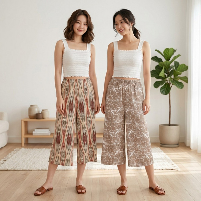 트라이엄프 와이드 팬츠 여성 바지 홈웨어 실내복 2P