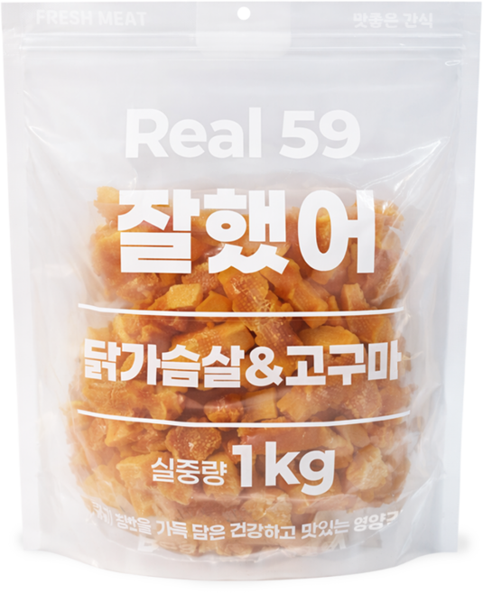 리얼59잘했어 강아지 대용량 영양 간식, 1개, 1kg, 닭가슴살고구마