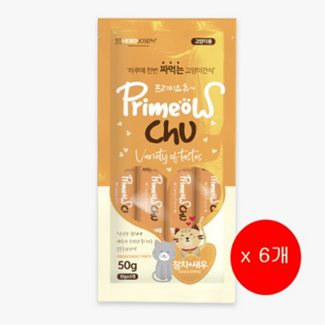 CY요셉트레이딩 고양이 수분 충전용 간식 프리미요 츄 10g x 30p, 1개, 참치&새우