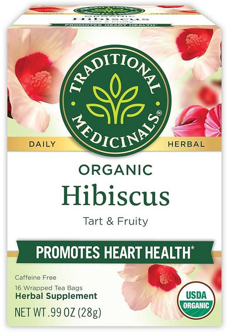 Traditional Medicinals 유기농 히비스커스 허브 티 티백 16개 (1팩), 1.75g, 1