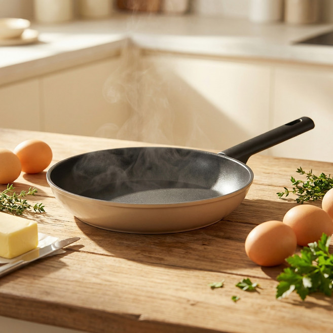 바겐슈타이거 톤앤톤 티타늄코팅 가벼운 오트밀 파스텔 프라이팬, 1개, 26cm