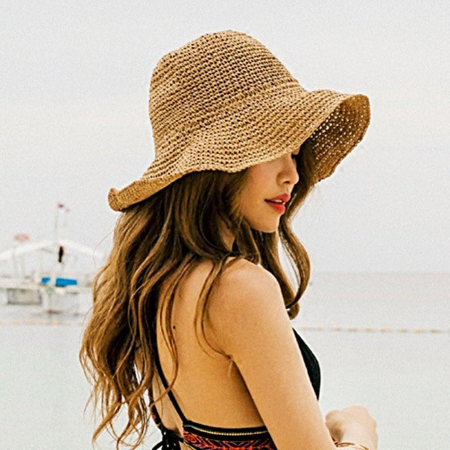 여행용 휴양지 라피아햇 버킷햇 밀짚 벙거지 챙넓은 여름 산책 모자