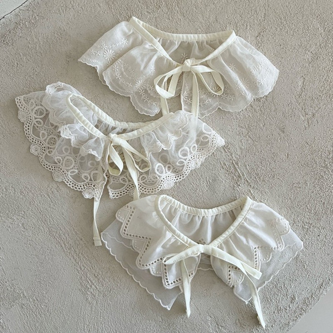 꽃 자수 레이스 망사케이프 넥케이프 여아카라 코디소품 LL미모